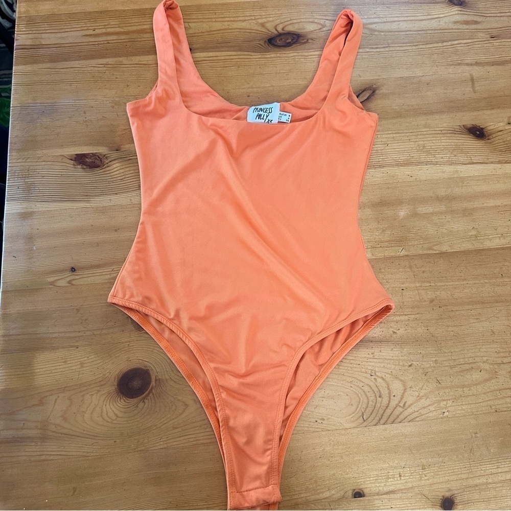 Princess Polly Orange Bodysuit Square Neck Scoop Sz US 4